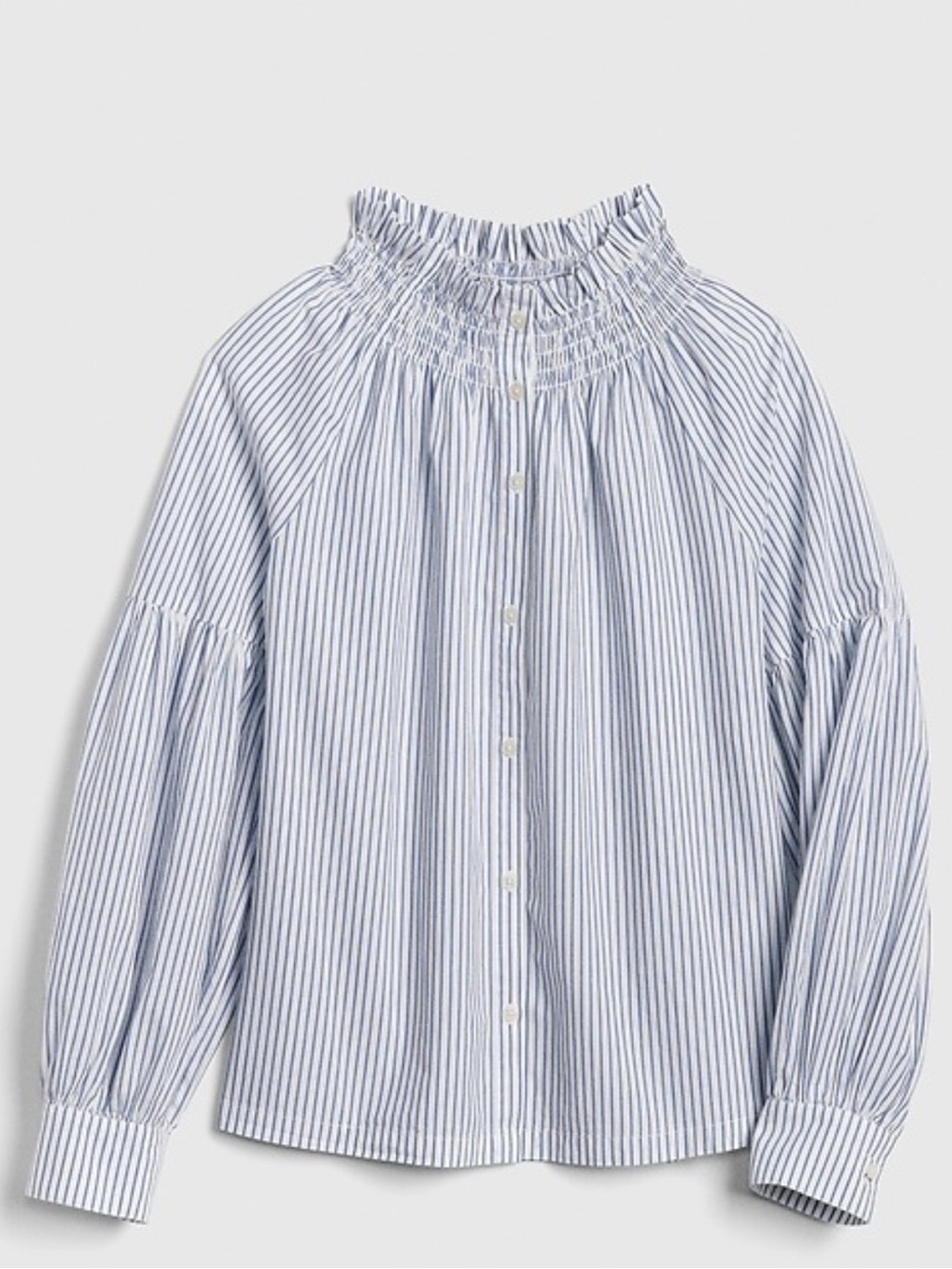 Gap Smocked Neck Stripe Blouse in Poplin Size XL Tall